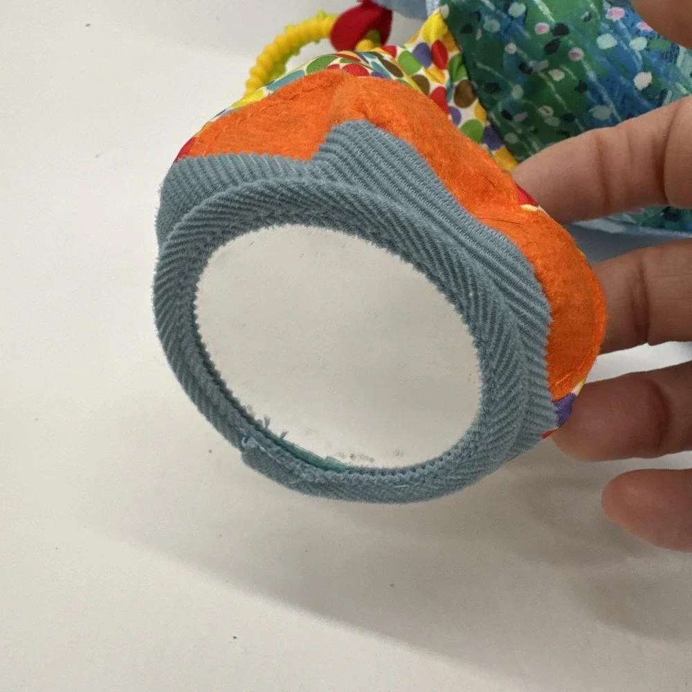 Eric Carle Blue Elephant Activity Plush Button Zip Mirror Teether Chime Toy
